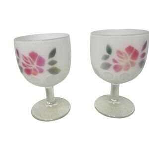 Vintage Bartlett Collins Floral Thumbprint Goblet